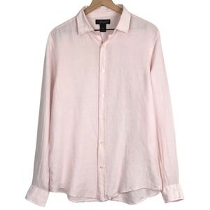 The Men's Store Bloomingdale's 100% Linen Long Sleeve Shirt Sz M Pink Coastal